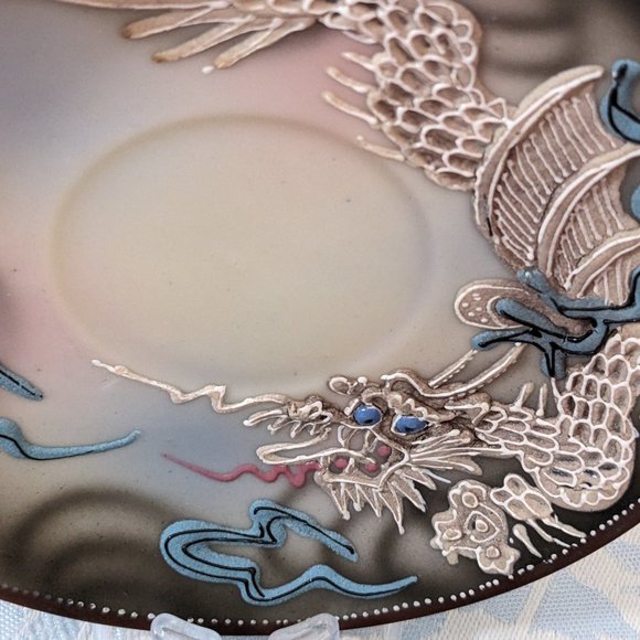 COPY - Amazing Detailed Vtg. Moriage Dragonware Porcelain Teacup/ Saucer 3 Sets… - Picture 7 of 14